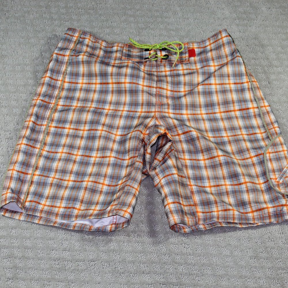 North Face Men's Size 32 Orange and Grey Swim Trunks